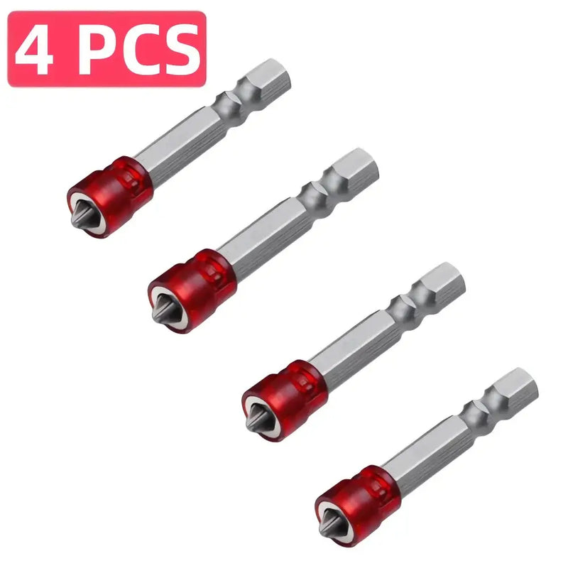 Set of four magnetic nut setter drill bits with red collars for Kriocy Magnetic Screwdriver