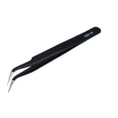 Black precision tweezers with angled tips from LDKGJJS, durable electronic tweezers made of stainless steel