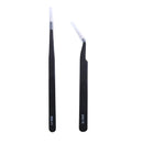 Two black pointed electronic tweezers from LDKGJJS made of durable stainless steel