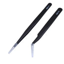 Pair of black angled electronic tweezers made of durable stainless steel by LDKGJJS