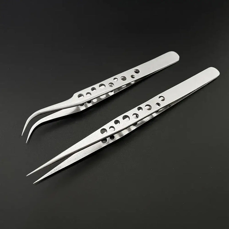 Lefavor Industrial Tweezers with perforated handles for precision tasks in electronics