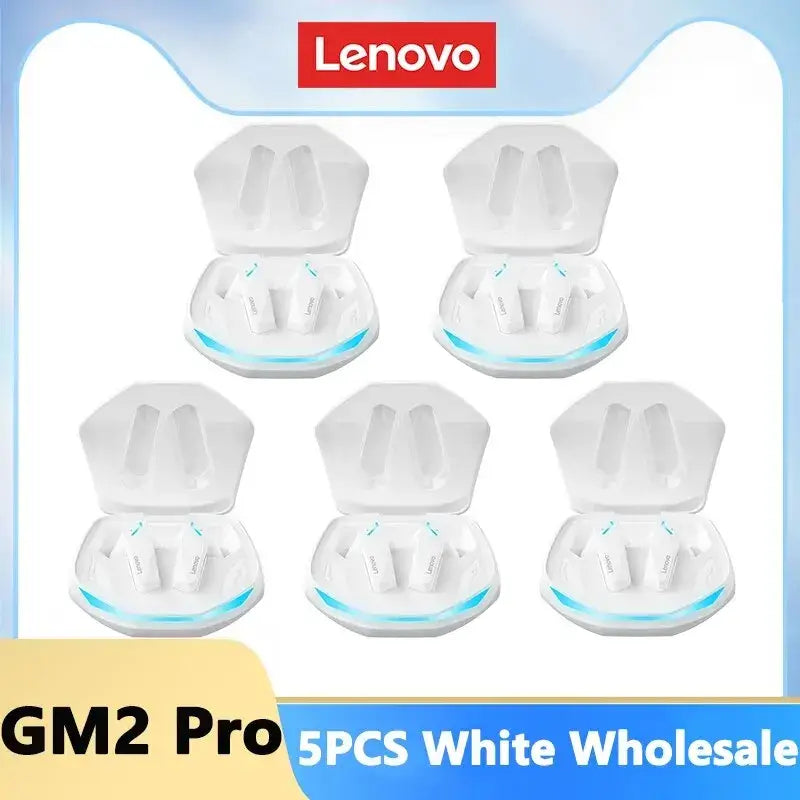 White Lenovo True Wireless Earbuds with Charging Case and sound isolating features