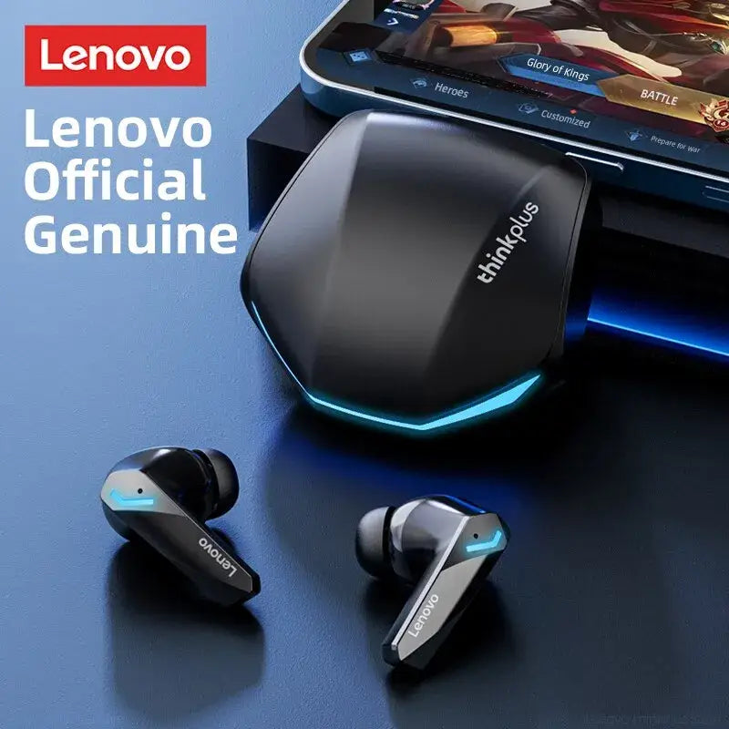 Lenovo True Wireless Earbuds with Charging Case and sound isolating features displayed