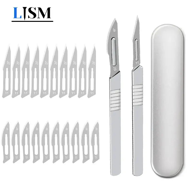 Surgical scalpel set with multiple blades and storage case for LISM DIY Supplies carving knife