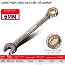 Lengthened dual-use ratchet wrench showcasing specifications of LIXIU Multifunctional Tool made with chromium-vanadium steel