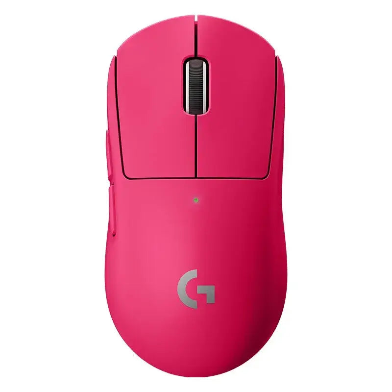 Bright pink Logitech G PRO X Wireless Dual Mode Gaming Mouse featuring the Logitech G logo