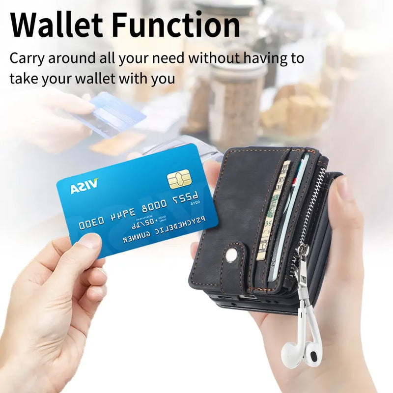 Luxury Card Pocket Wallet Case for Samsung Galaxy Z Flip Series showcasing wallet function