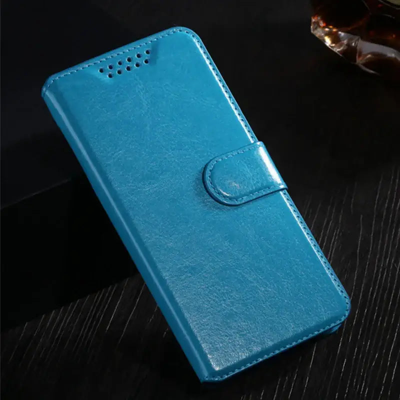 Bright blue wallet PU leather flip case for Huawei Nova 2 smartphone with snap closure