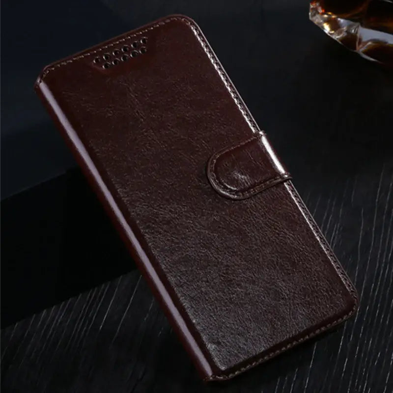 Luxury PU Leather Flip Case for Huawei Nova 2 with a brown wallet-style design