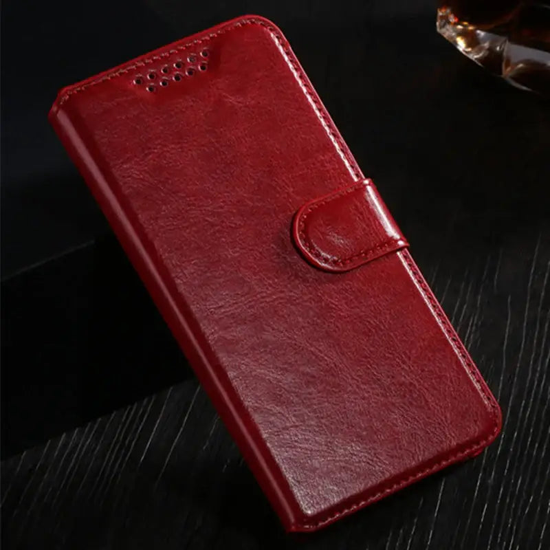 Red wallet PU leather flip case for Huawei Nova 2 smartphone with snap closure