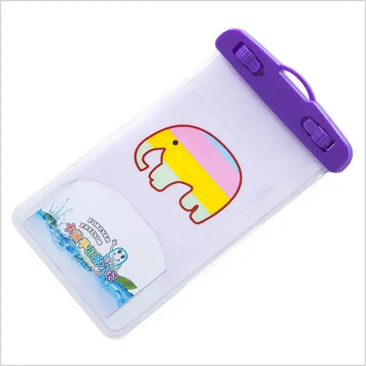 Waterproof Huawei Nova flip case in colorful elephant design with purple seal