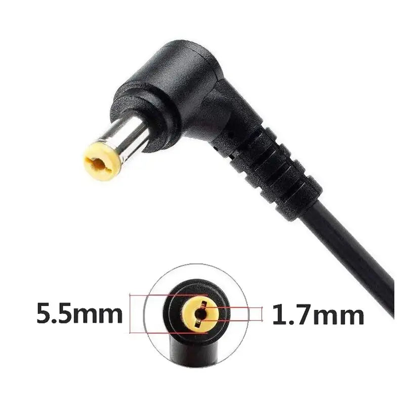 Right-angled DC power connector cable for LZUMWS Laptop Adapter Output 19V 3.42A dimensions