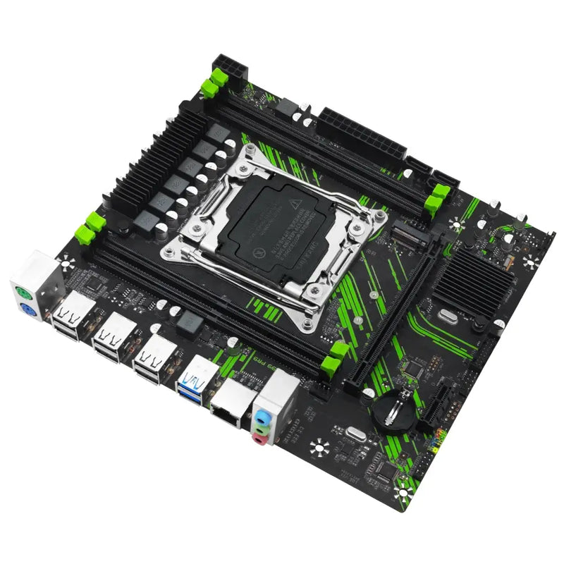 MACHINIST X99 PR9 Motherboard features a black PCB with green accents for superior performance