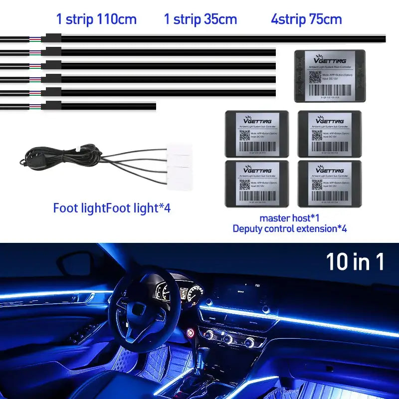 Car interior LED lighting kit featuring MAGIC COLORM Atmosphere Lamp for vibrant car ambient