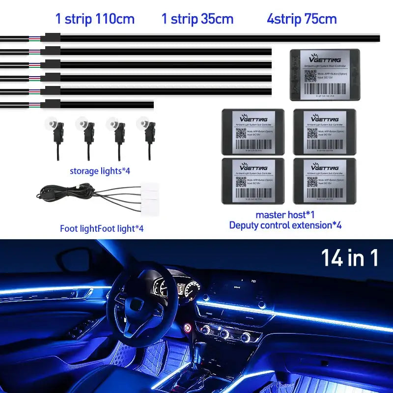 Car interior LED lighting kit components for MAGIC COLORM Atmosphere Lamp ambiance