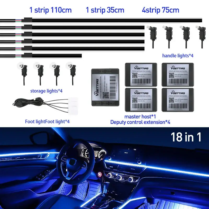 LED lighting kit for customizable car ambient illumination with MAGIC COLORM Atmosphere Lamp