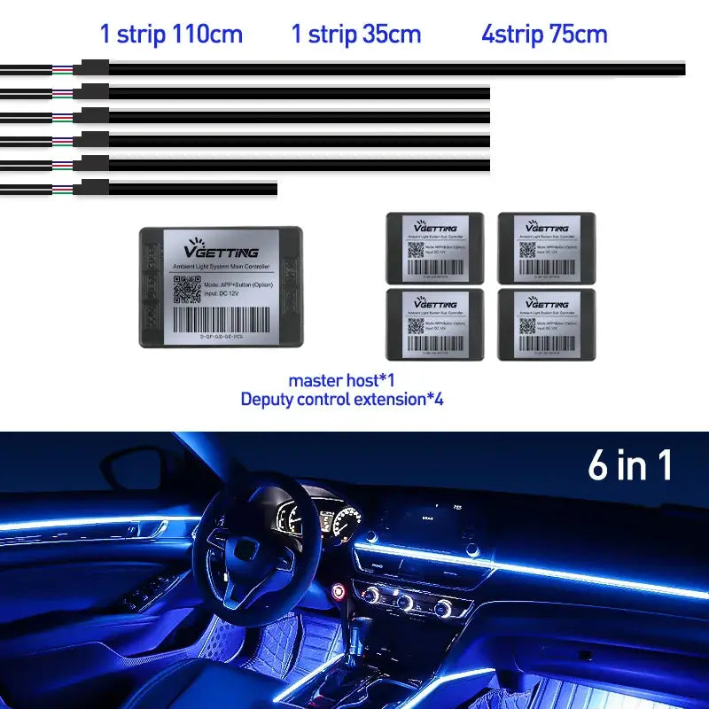 LED light strip kit for car interior ambient lighting by MAGIC COLORM Atmosphere Lamp