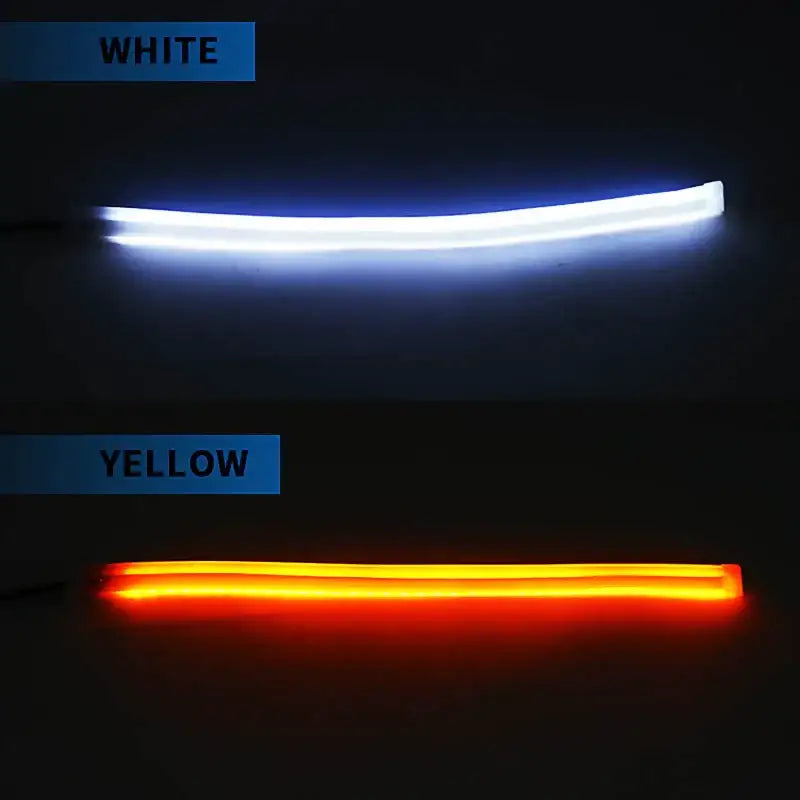 Two illuminated light strips, one white and one yellow-orange, from Magic Colorm Guide