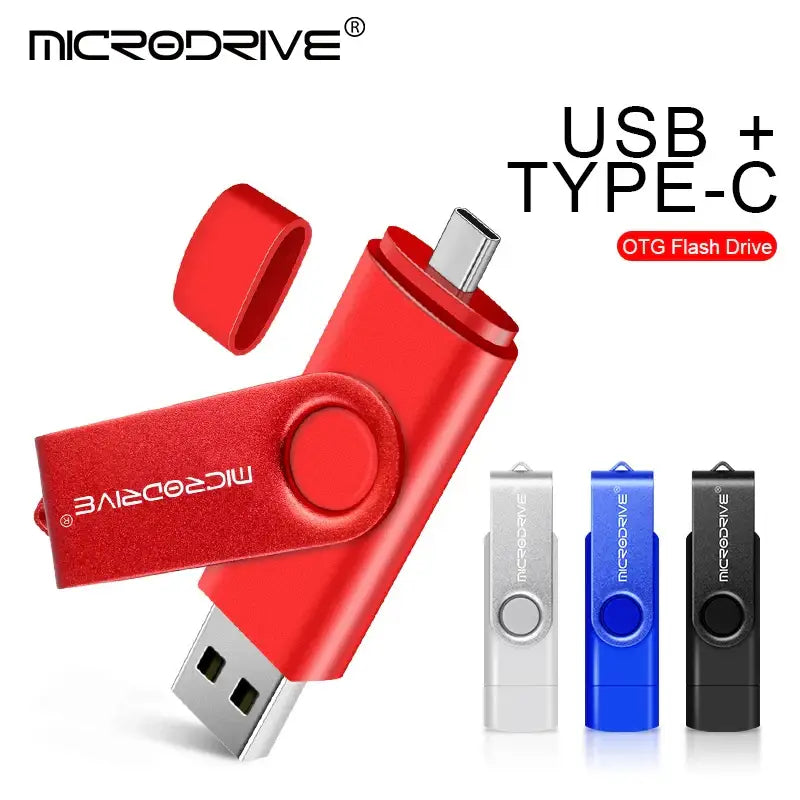 Red swivel design MicroDrive CK016G0OTG Flash Disk with USB and Type-C interface