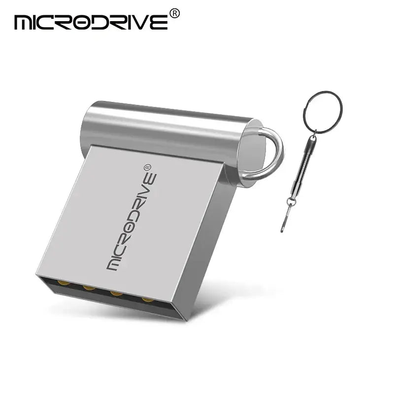 Metallic USB flash drive with keyring loop, MicroDrive MG016G1105 Flash Disk