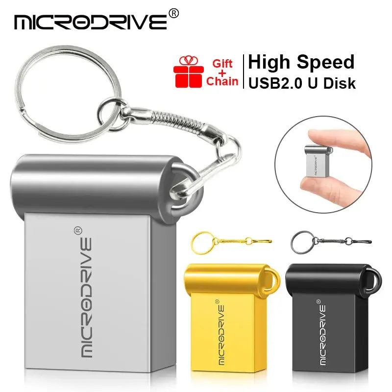 Metallic MicroDrive MG016G1105 Flash Disk with USB 2.0 in silver, gold, and black options