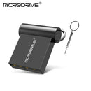 Compact black MicroDrive MG016G1105 Flash Disk with keyring attachment and USB 2.0 interface
