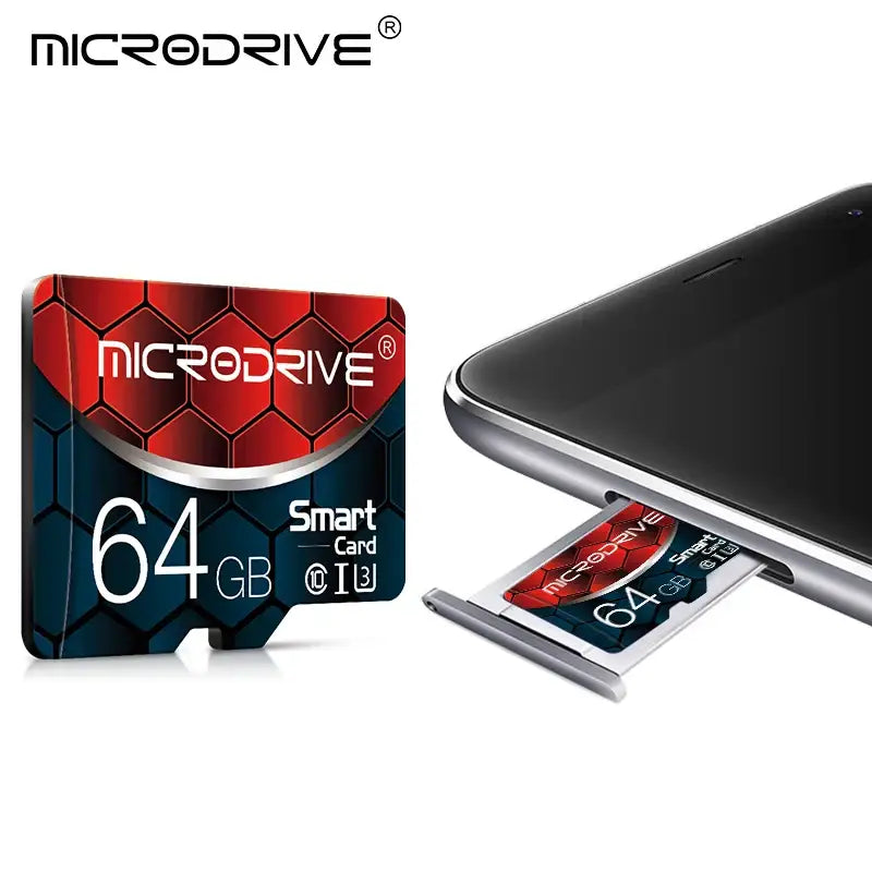 64GB Microdrive V10 Application Performance memory card inserted into a mobile device