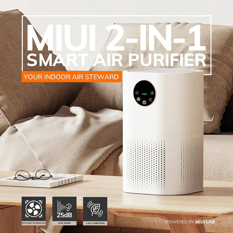 Cylindrical MIUI Air Purifier with digital display, ideal for air circulation in Saudi Arabia