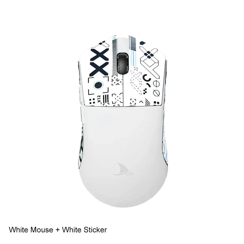 White Bluetooth Wireless Gaming Mouse with black geometric stickers for Motospeed Darmoshark M3