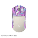 Computer mouse with purple and pink anime stickers, Motospeed Darmoshark M3 Bluetooth Wireless Gaming