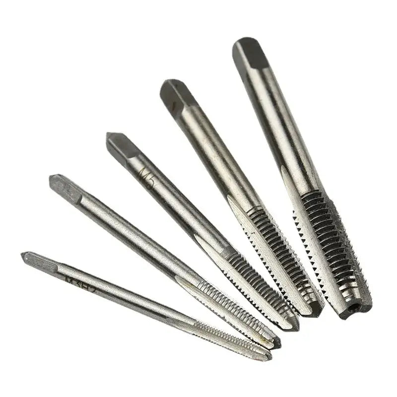 Set of metal threading taps in various sizes from Mr Drill Tap Wrench Set made of chisel tool steel