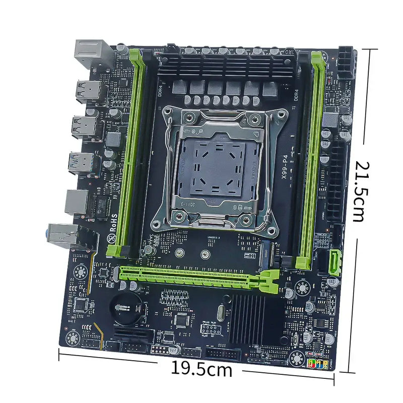 MUCAI X99 P4 Motherboard showcasing CPU socket and RAM slots, supports Intel Xeon