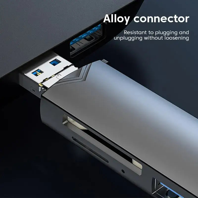 Sleek metallic USB hub featuring multiple ports for Mainland China card reading efficiency