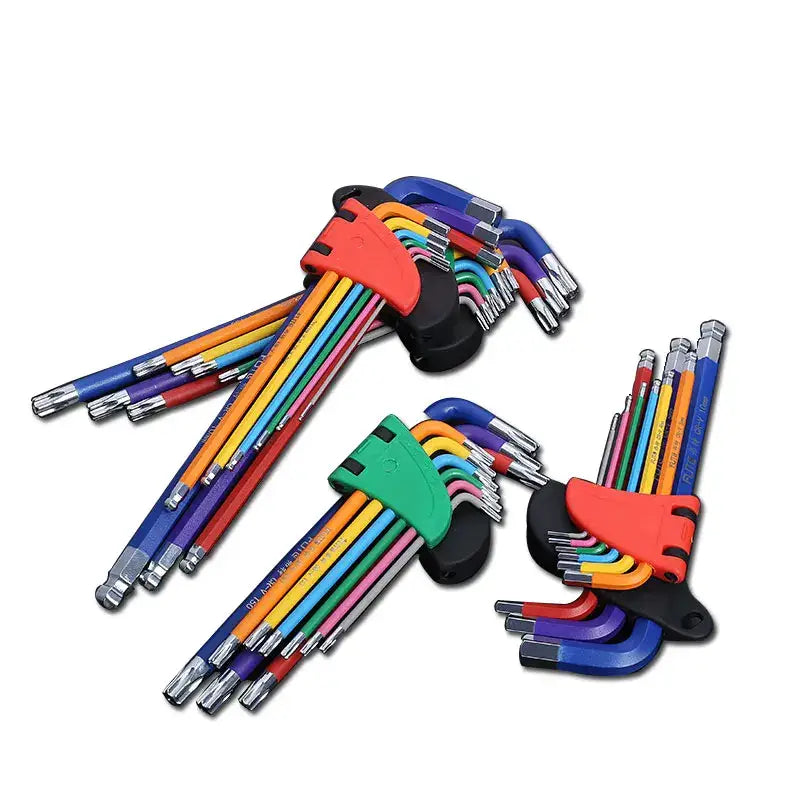 Colorful hex key set showcasing PIPES Chromium-Vanadium Hex keys in various sizes