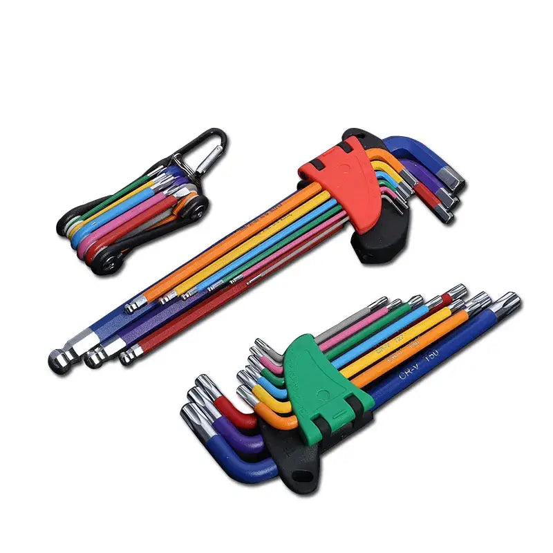 Set of colorful hex key wrenches in the PIPES Chromium-Vanadium Hex Key Set