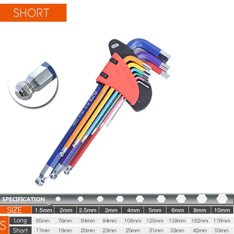 Colorful PIPES Chromium-Vanadium Hex Key Set showcasing various sizes for versatile use