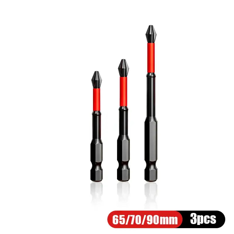 Set of three red and black magnetic screwdriver tips in NIUXIANG Mini Screwdriver Set