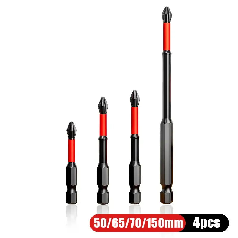 Set of four NIUXIANG Mini Screwdriver bits with strong magnetic tips in red and black