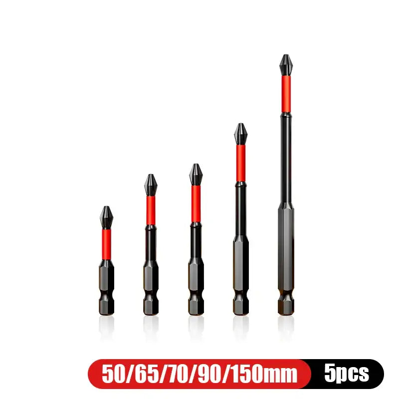 Set of five NIUXIANG Mini Screwdriver bits with strong magnetic tips and red shafts