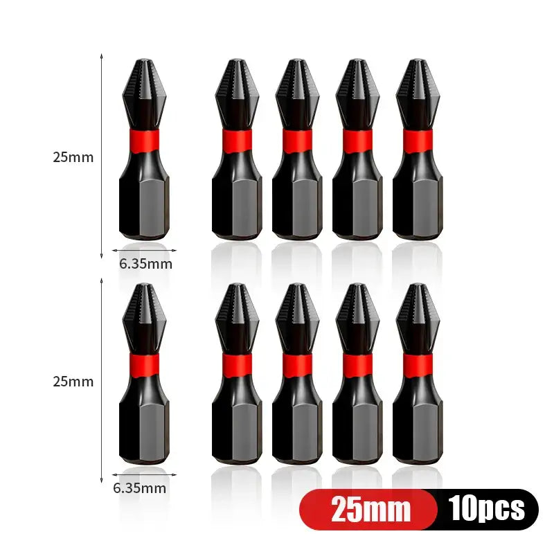 Set of ten black and red magnetic screwdriver tips for Niuxiang Mini Screwdriver