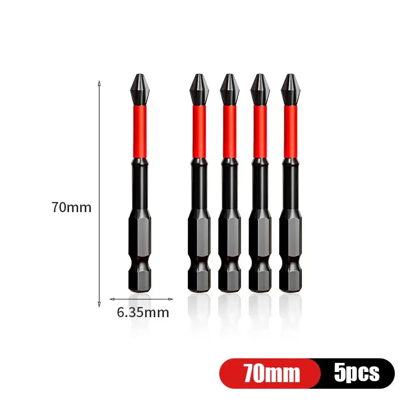 Set of five red and black magnetic screwdriver tips for NIUXIANG Mini Screwdriver