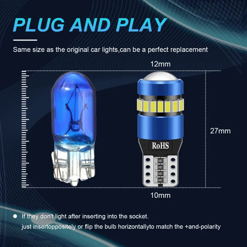 Comparison of NLpearl T10 W5W LED Clearance Lights and traditional incandescent bulb