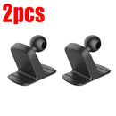 Two black plastic smartphone stands with circular openings for 17mm ball head applications