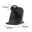Black plastic mounting bracket with 17mm ball head for soft glue applications