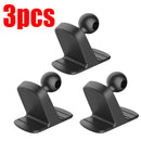 Three black plastic dashboard mounts with 17mm ball heads for versatile applications