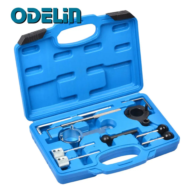 Blue plastic toolbox with automotive timing tools, NoEnName Null Origin, Mainland China Model 1913