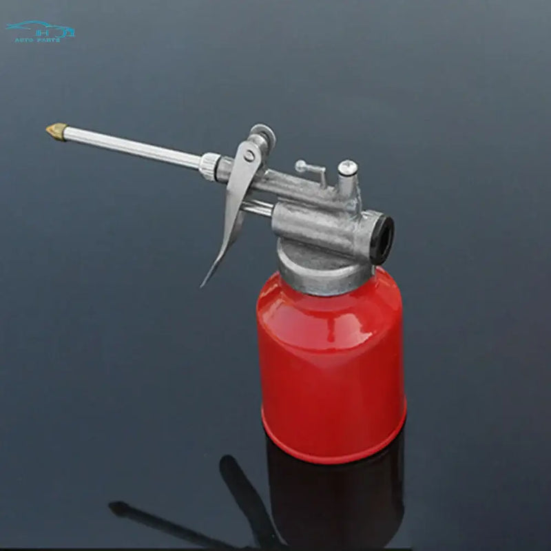 Red 250ml oil can with die cast body and long metal nozzle for efficient lubrication