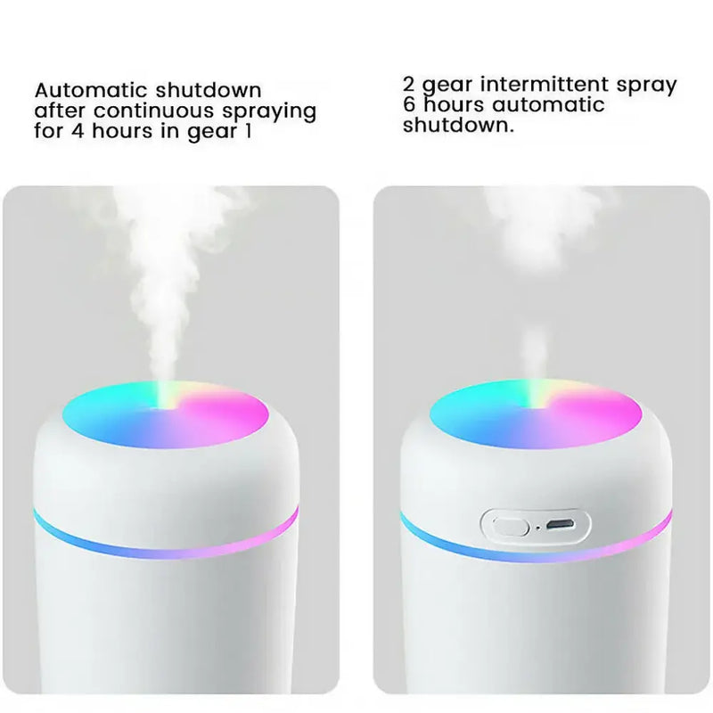 Cylindrical white reliable power device for Mainland China with colorful mist-emitting top