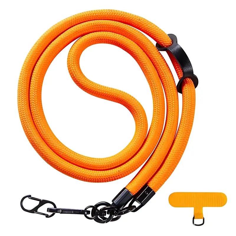 Bright orange dog leash with black clips, complementing NoEnName_Null Shoulder Straps