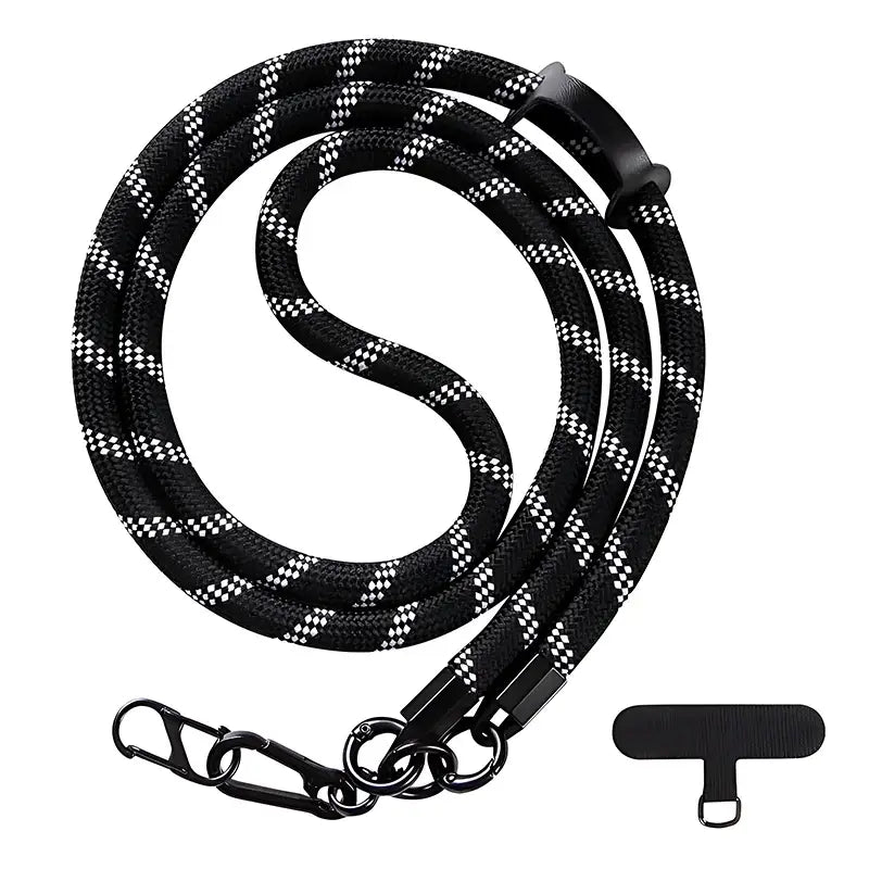 Braided black and white rope leash with clips for NoEnName_Null shoulder straps